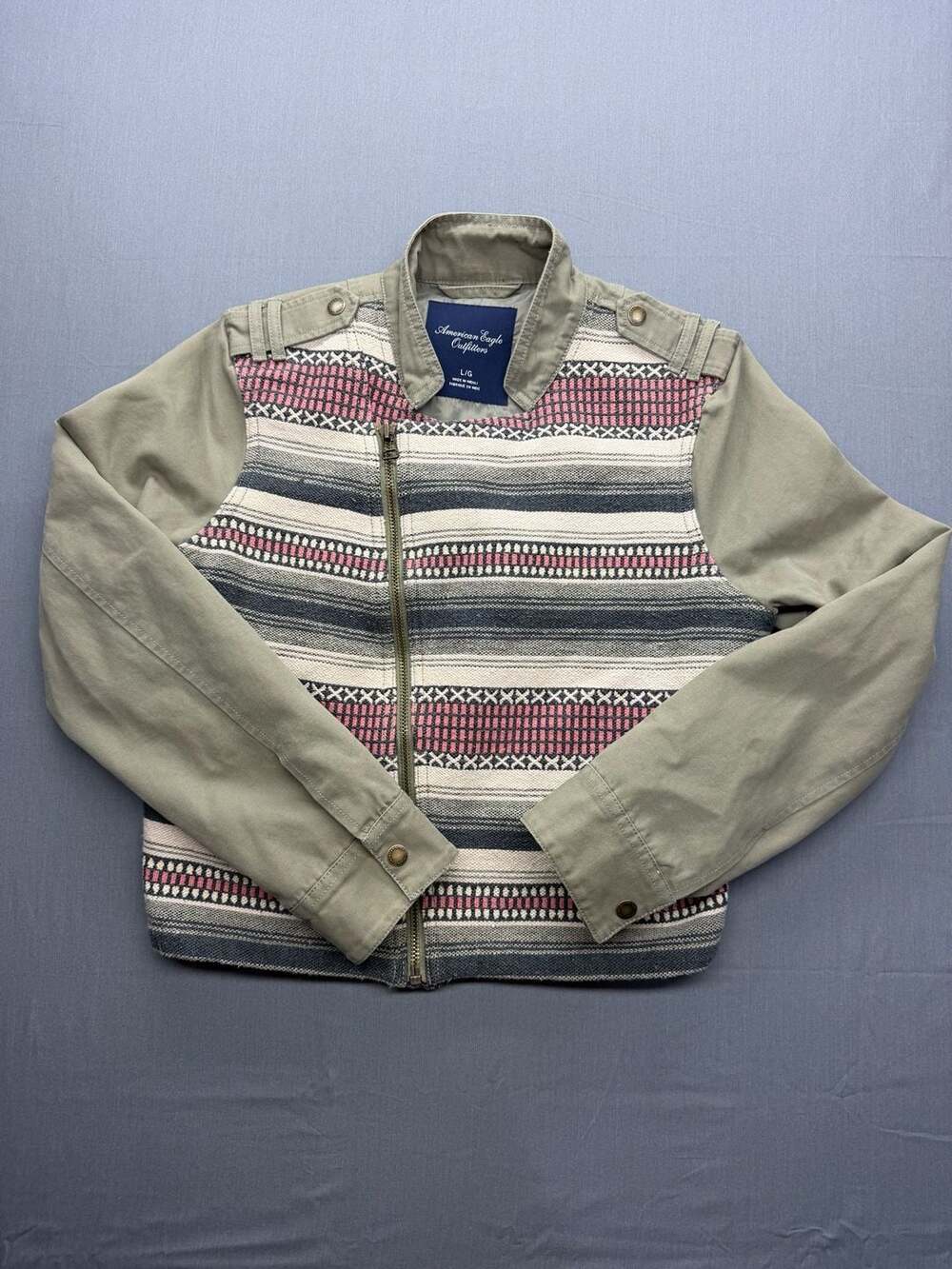 American Eagle Outfitters Southwestern Aztec Striped Bomber Jacket Size L/G